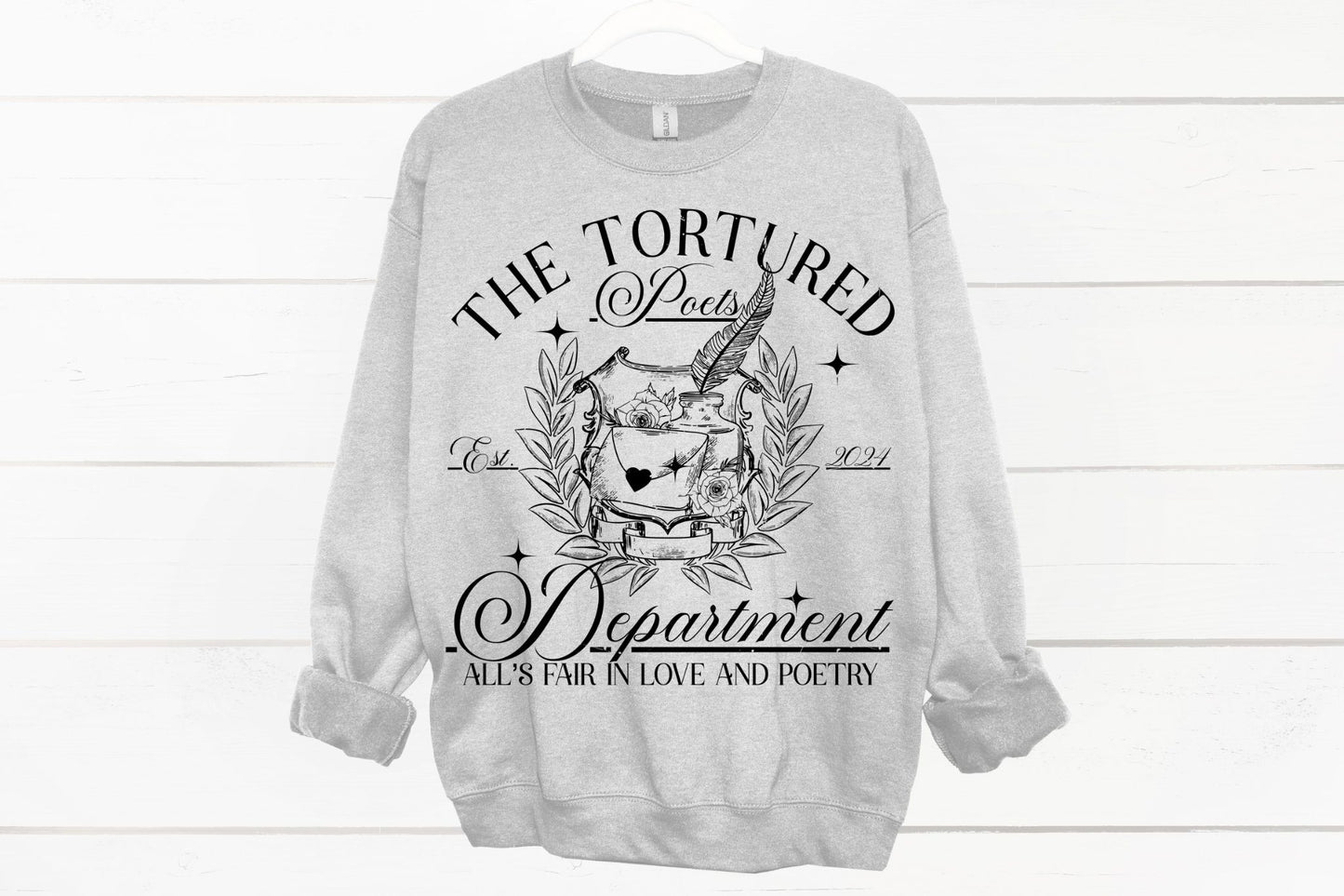 Crewneck Sweatshirt Sweater The Tortured Poets Department Taylor Swift Black Writing
