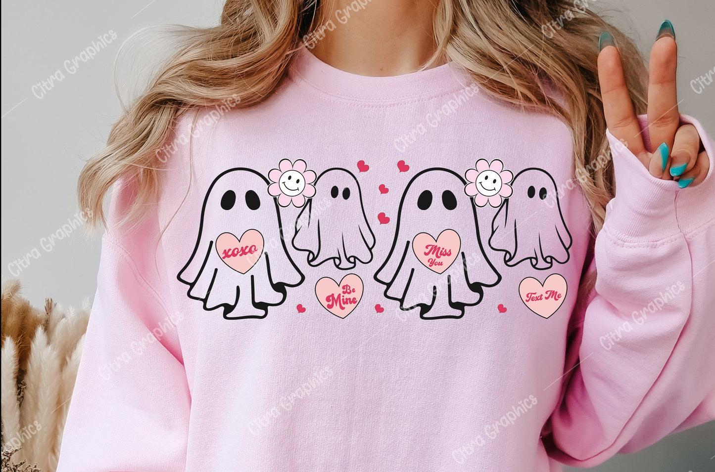Crewneck Sweatshirt Sweater Trendy Valentine Ghosts