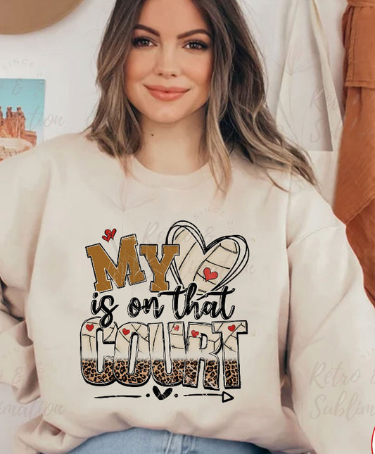 Crewneck Vollyball My Heart Is On That Court