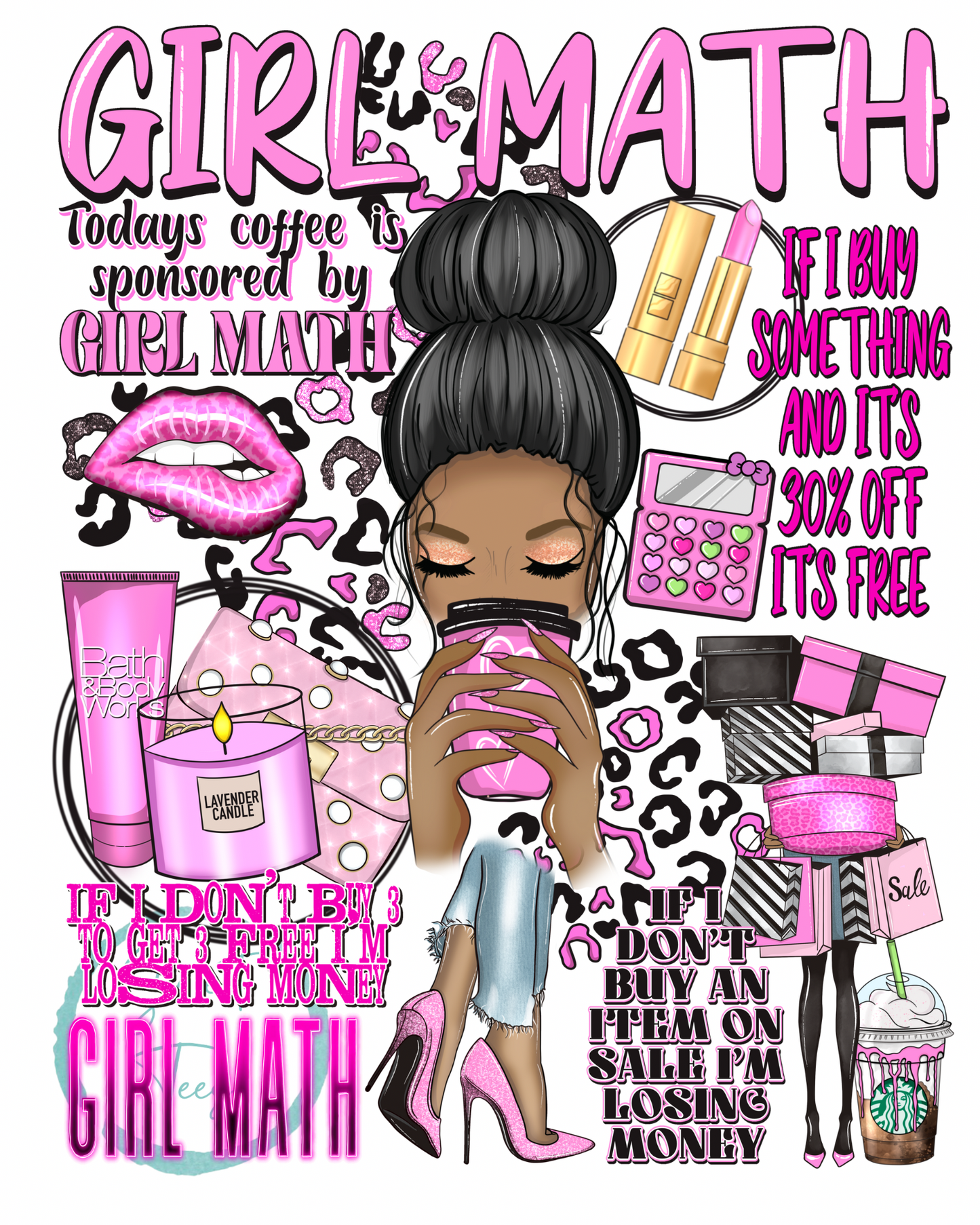 Crewneck Sweatshirt Sweater Girl Math Dark Skin, Light Skin, Blonde, Brunette