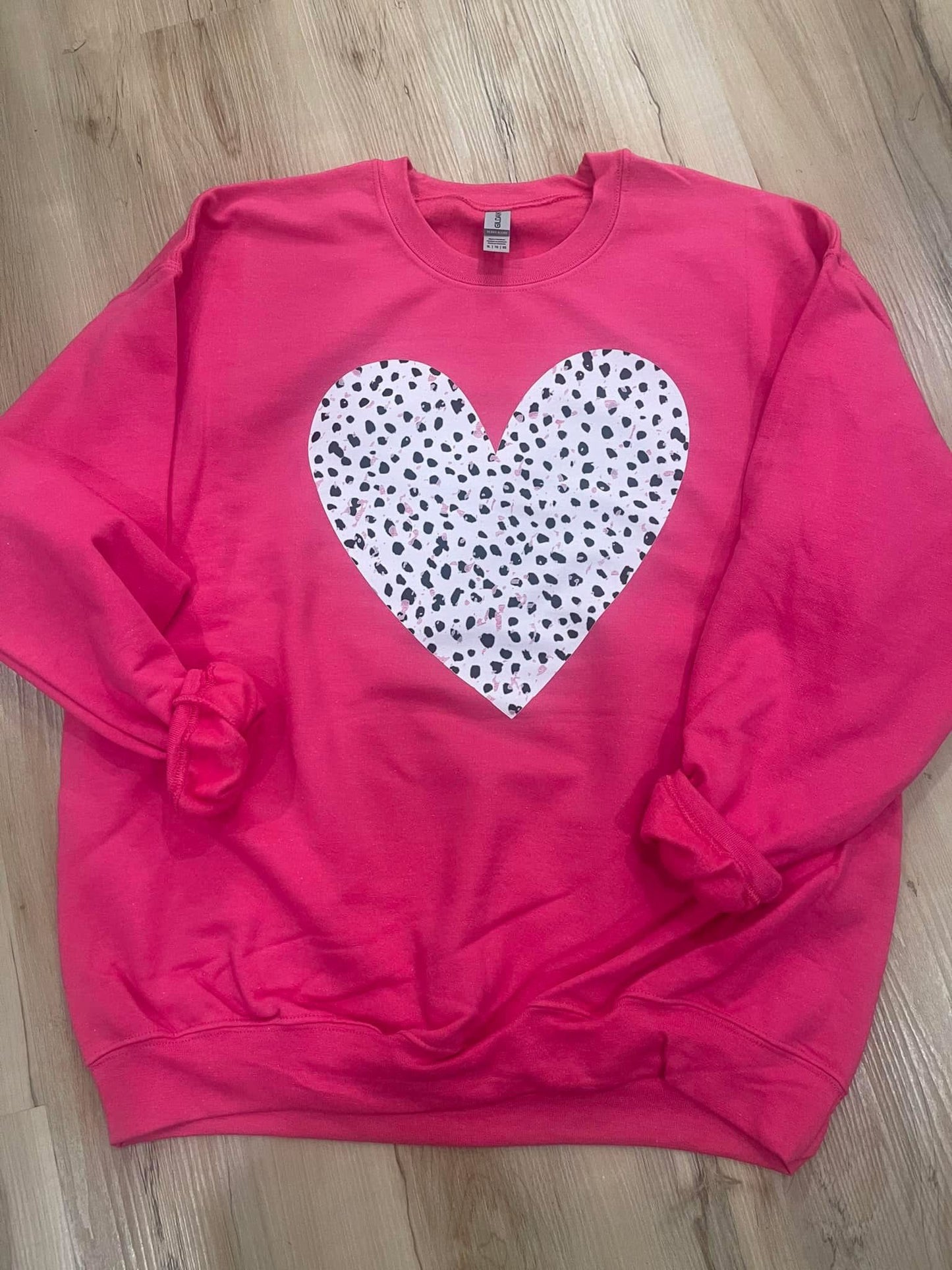 Adult Valentine Crewneck  Sweatshirt Sweater Dalmation Heart Grunge Heart For Valentines