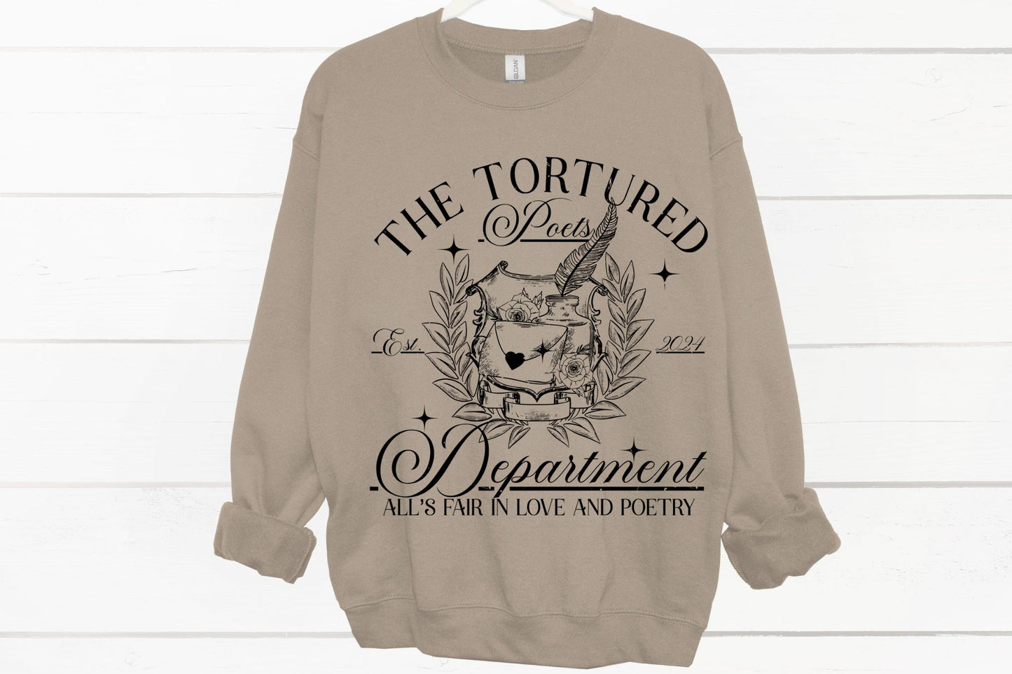 Crewneck Sweatshirt Sweater The Tortured Poets Department Taylor Swift Black Writing