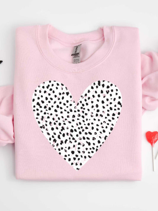 Adult Valentine Crewneck  Sweatshirt Sweater Dalmation Heart Grunge Heart For Valentines