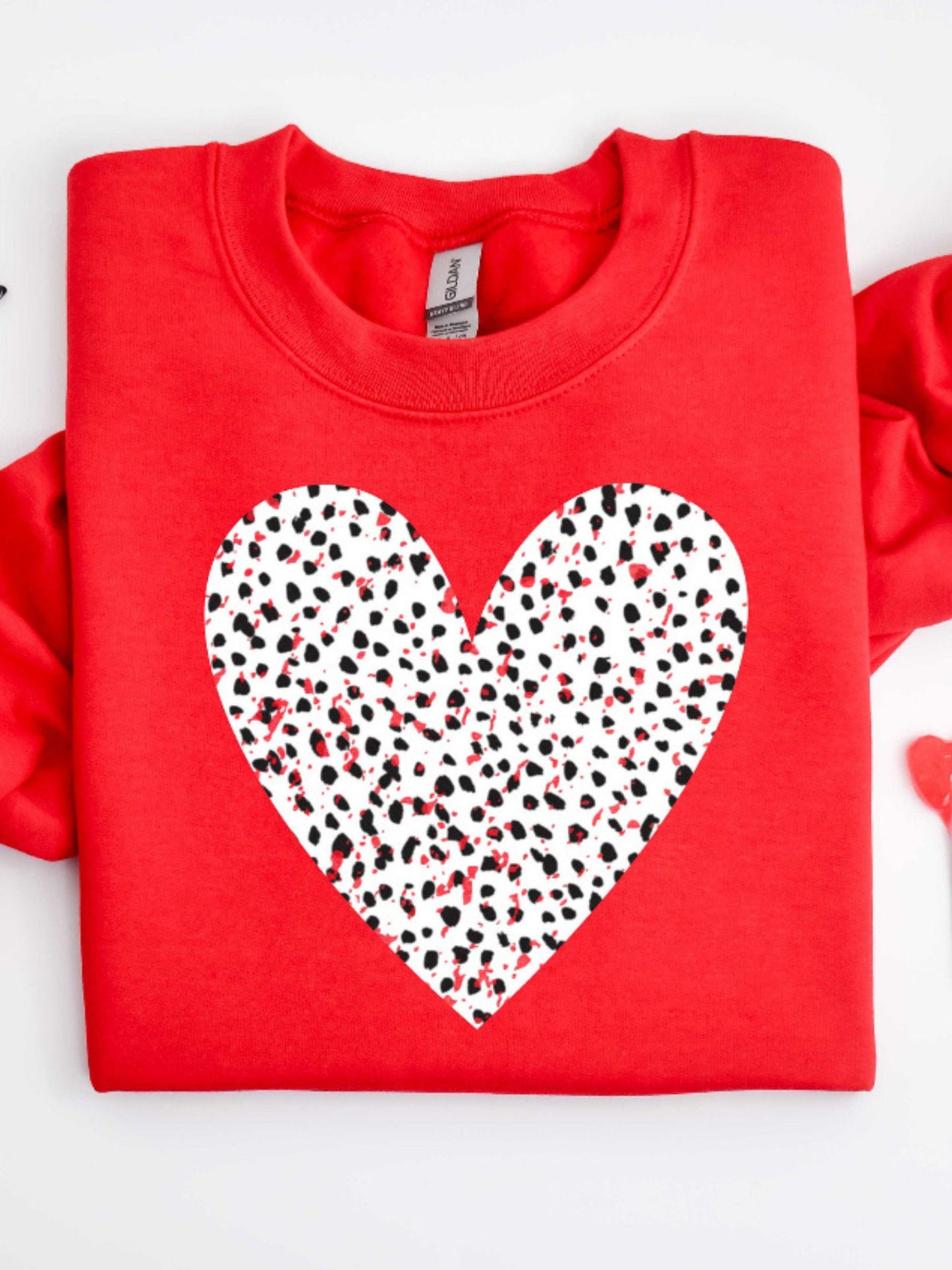 Adult Valentine Crewneck  Sweatshirt Sweater Dalmation Heart Grunge Heart For Valentines