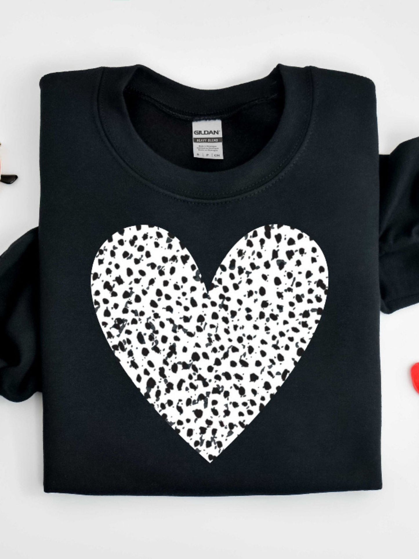 Adult Valentine Crewneck  Sweatshirt Sweater Dalmation Heart Grunge Heart For Valentines