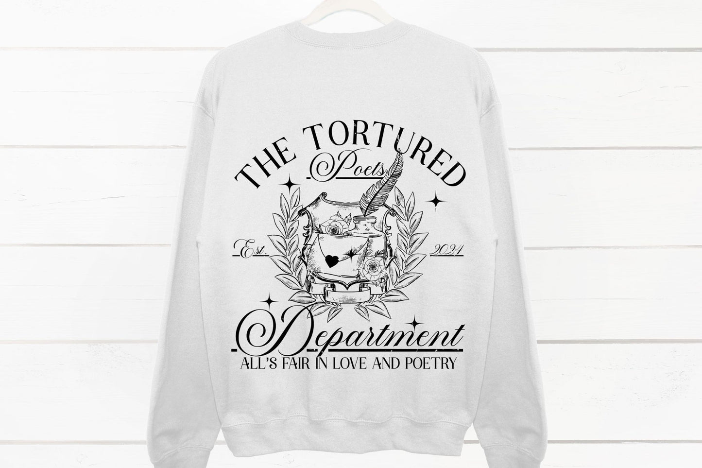 Crewneck Sweatshirt Sweater The Tortured Poets Department Taylor Swift Black Writing