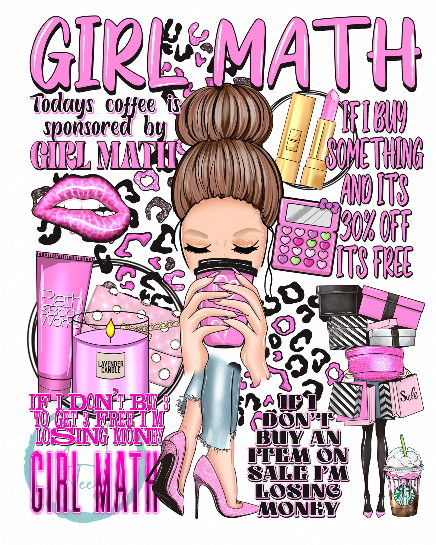 Crewneck Sweatshirt Sweater Girl Math Dark Skin, Light Skin, Blonde, Brunette