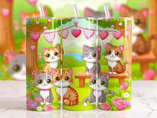 Tumbler 20 Ounce Valentine Kitties At Park