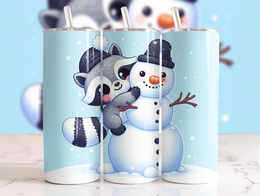 Tumbler 20 Ounce Baby Racoon With Snowman