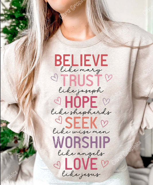 Sublimation Print Believe Trust Hope