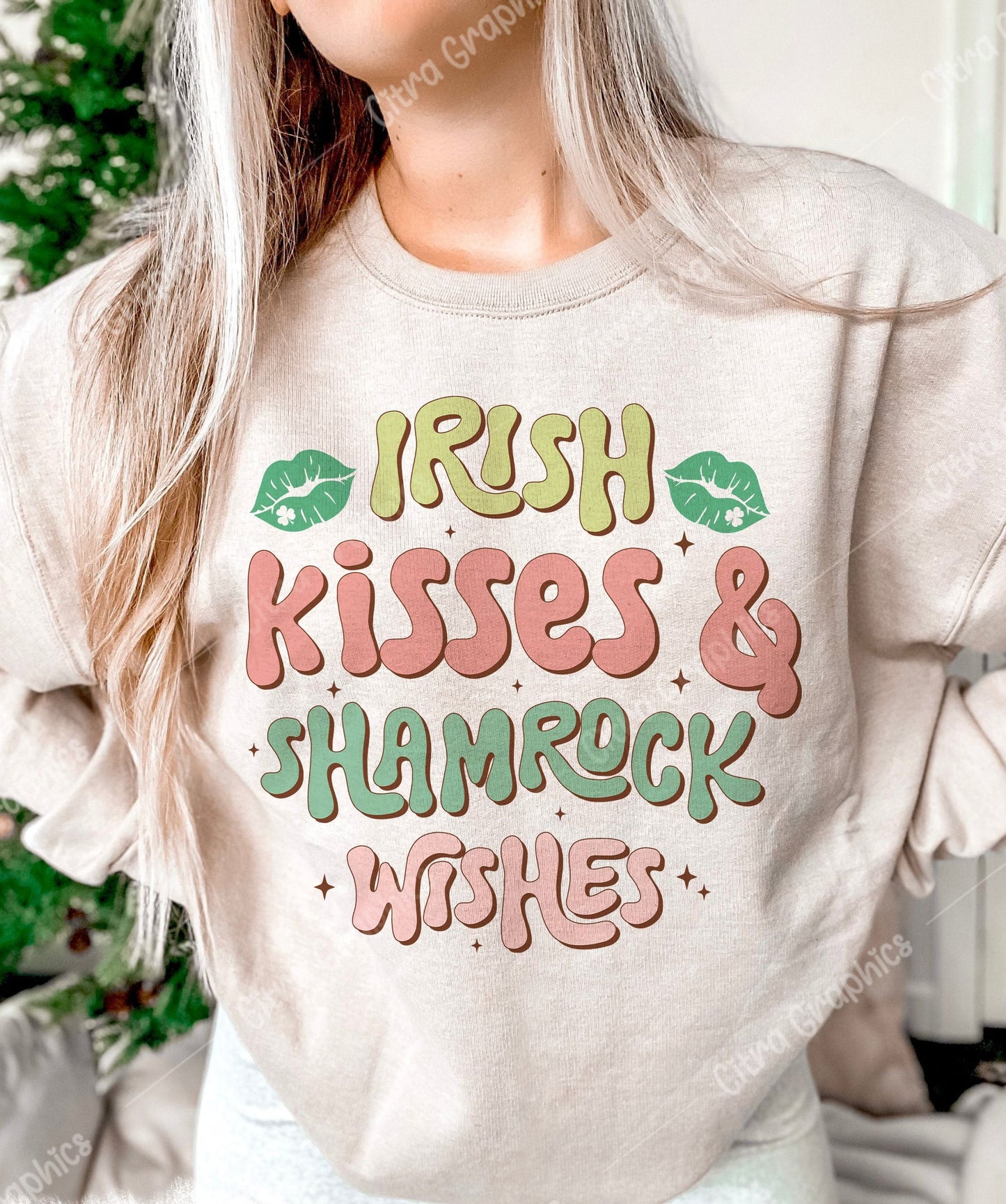 DTF Transfer Saint Patrick's Day Irish Kisses Shamrock Wishes
