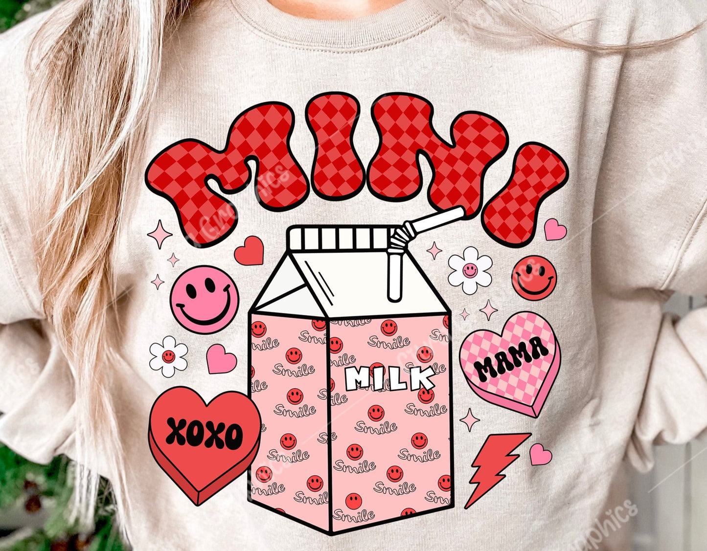 Crewneck Sweatshirt Sweater Valentine Mini Drink