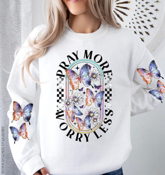 Crewneck Sweatshirt Sweater Christian Pray More Worry Less