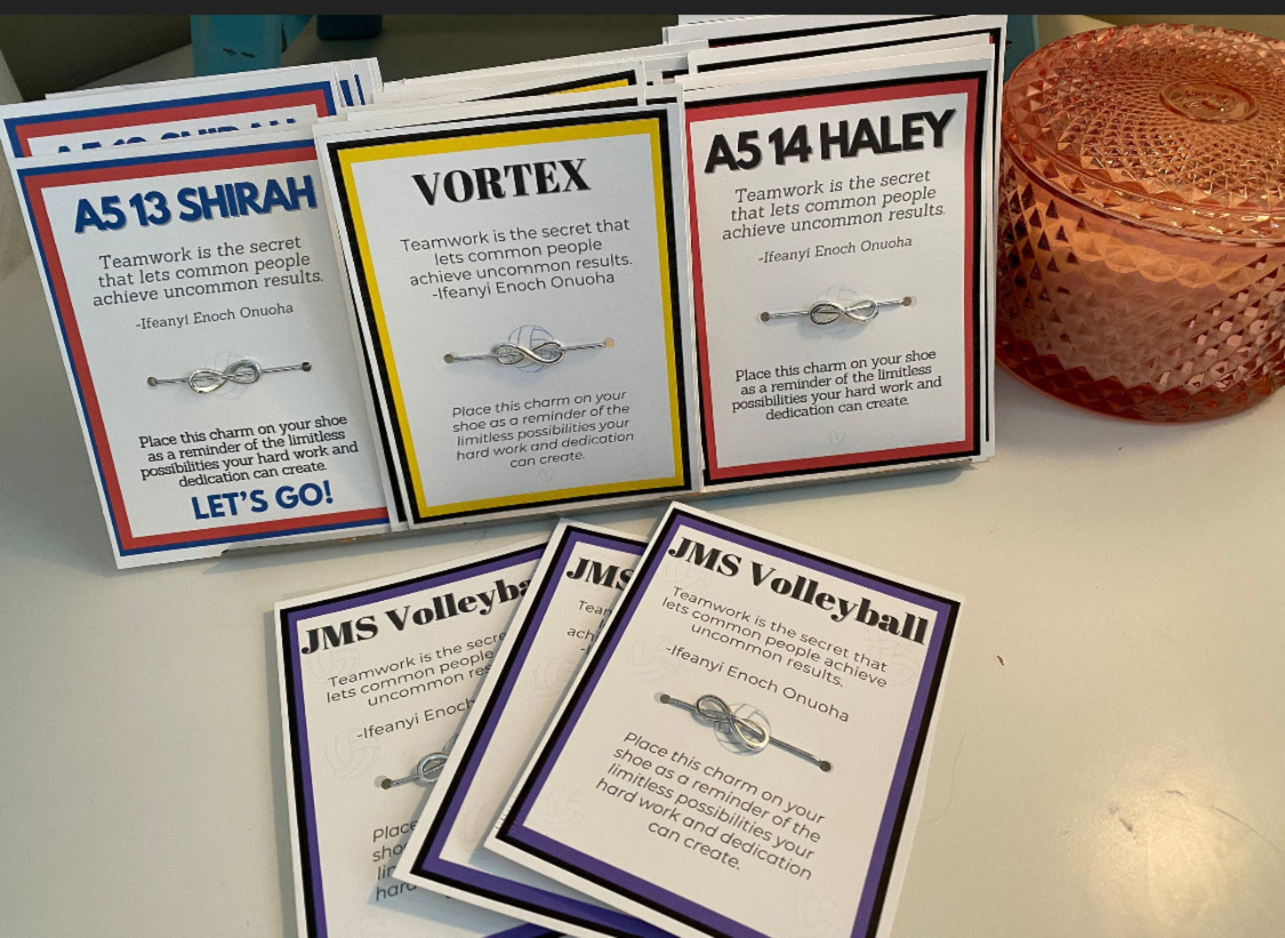 Personalized Volleyball Team Building Shoe Charms Infinity Charm