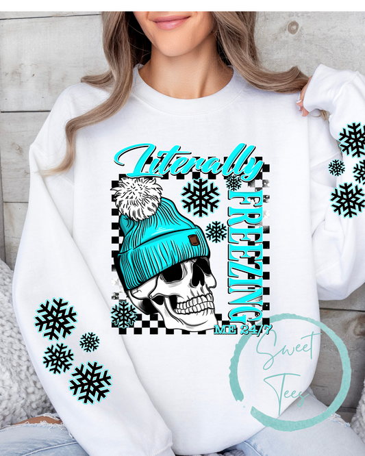 Crewneck Sweatshirt Sweater Literally Freezing Skeleton