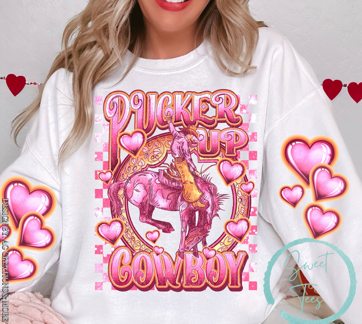 Crewneck Sweatshirt Sweater Valentine Pucker Up Cowboy