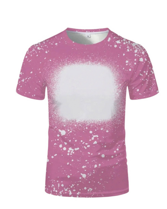 Sublimation Blanks Bleached Blanks Rose Pink Short Sleeve Bleached Tee Shirts For Sublimation