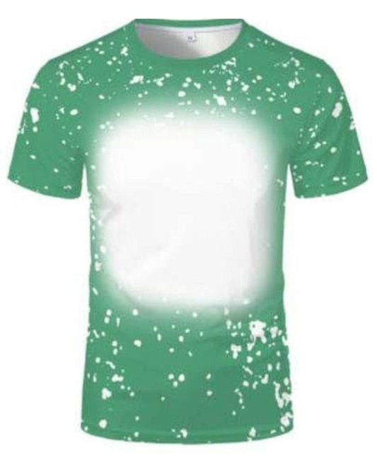 Sublimation Blanks Bleached Blanks Green Short Sleeve Bleached Tee Shirts