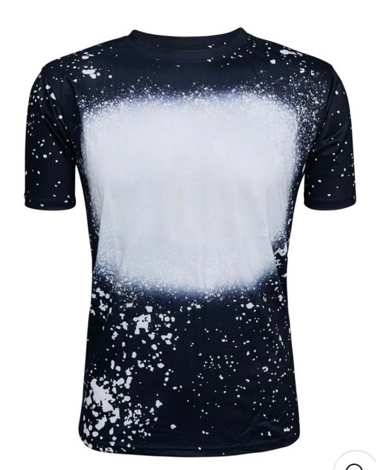 Sublimation Blanks Bleached Blanks Black Short Sleeve Bleached Tee Shirts For Sublimation