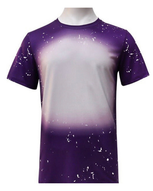 Sublimation Blanks Bleached Blanks Purple Short Sleeve Bleached Tee Shirts For Sublimation