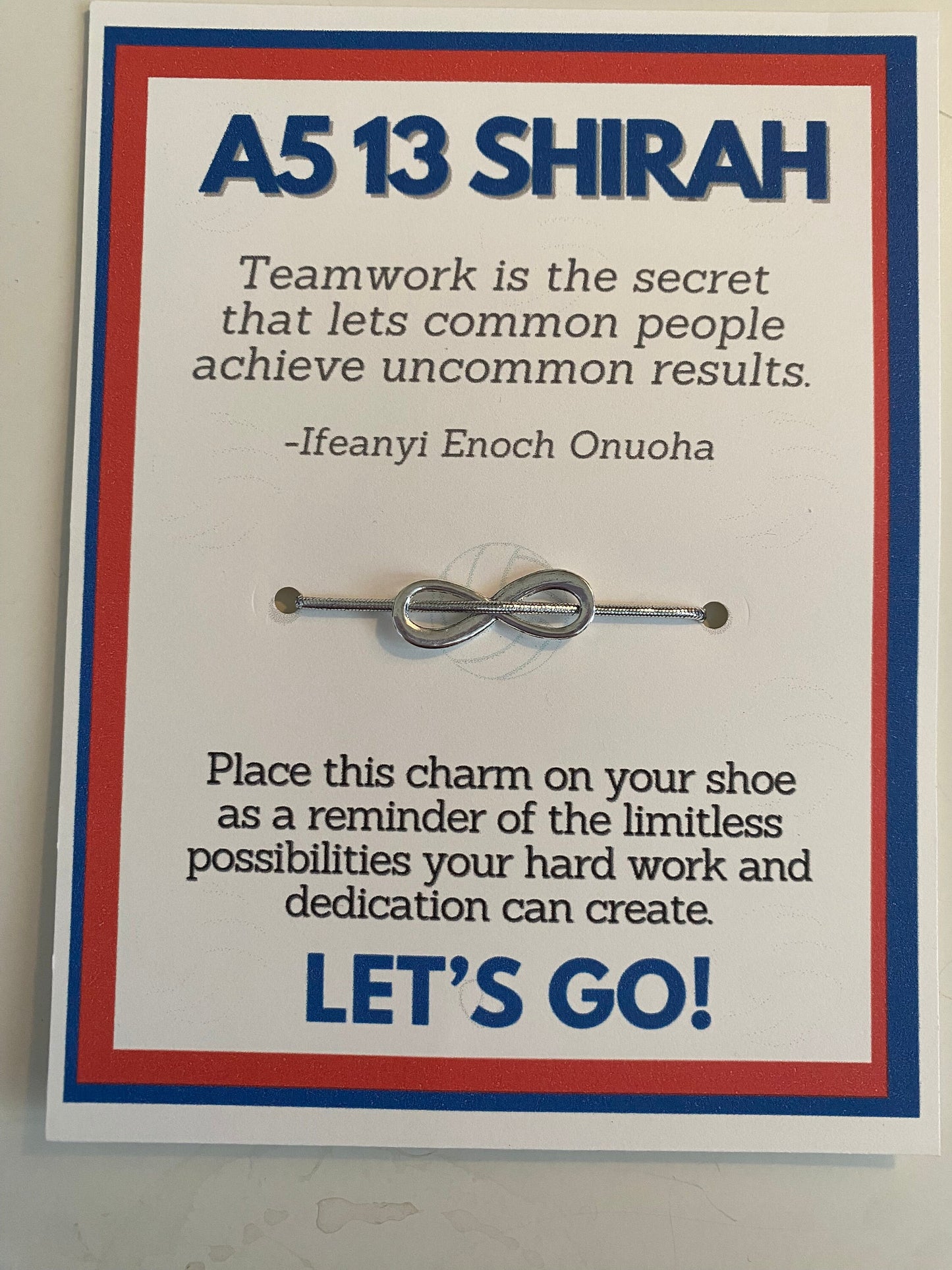 Personalized Volleyball Team Building Shoe Charms Infinity Charm